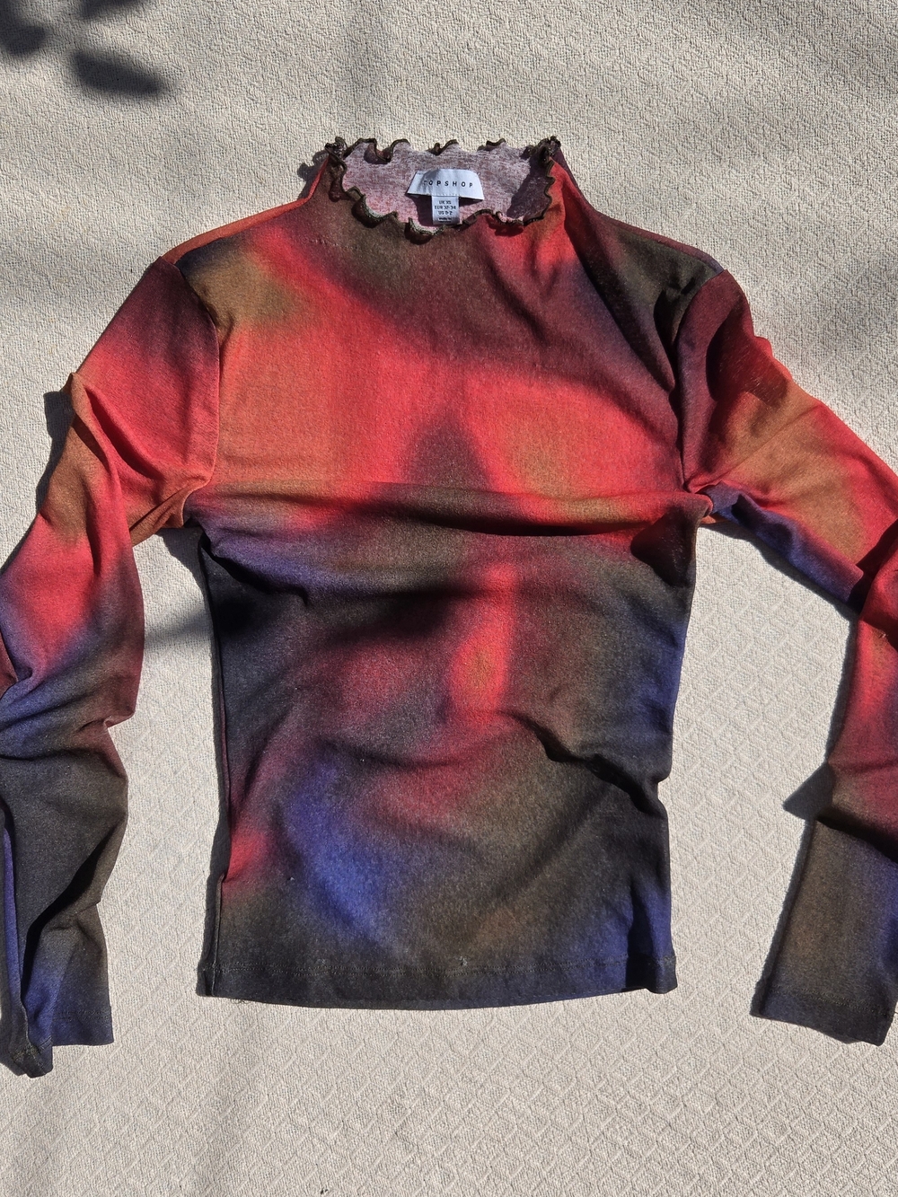 Veja Multicolor Tie-Dye Mock Neck Sweater - Red/Blue/Black